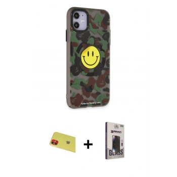 MARSİLYAN™- iPhone 11 Kılıf Nova Doku Koleksiyonu - Siyah Bilvis Hayalet Cam Ekran Koruyucu + Rainbow Kamera Lens Koruma Cam - KI