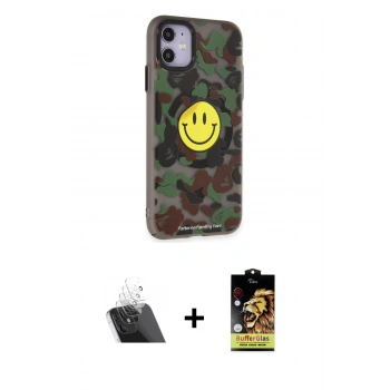 MARSİLYAN™- iPhone 11 Kılıf Nova Doku Koleksiyonu - Siyah Buffer Cam Ekran Koruyucu + Kamera Lens Koruma Cam - SF