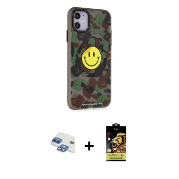 MARSİLYAN™- iPhone 11 Kılıf Nova Doku Koleksiyonu - Siyah Buffer Cam Ekran Koruyucu + Pers Alüminyum Kamera Lens - GI