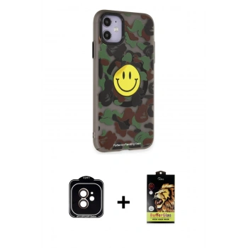 MARSİLYAN™- iPhone 11 Kılıf Nova Doku Koleksiyonu - Siyah Buffer Cam Ekran Koruyucu + PVD Metal Kamera Lens - TU