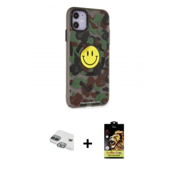 MARSİLYAN™- iPhone 11 Kılıf Nova Doku Koleksiyonu - Siyah Buffer Cam Ekran Koruyucu + Pers Alüminyum Kamera Lens - YL