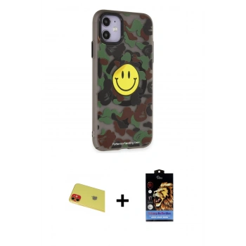 MARSİLYAN™- iPhone 11 Kılıf Nova Doku Koleksiyonu - Siyah Buffer Hayalet Cam Ekran Koruyucu + Rainbow Kamera Lens Koruma Cam - KI