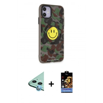 MARSİLYAN™- iPhone 11 Kılıf Nova Doku Koleksiyonu - Siyah Buffer Hayalet Cam Ekran Koruyucu + Raze Metal Kamera Lens - MI