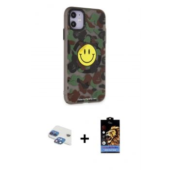 MARSİLYAN™- iPhone 11 Kılıf Nova Doku Koleksiyonu - Siyah Buffer Hayalet Cam Ekran Koruyucu + Pers Alüminyum Kamera Lens - GI
