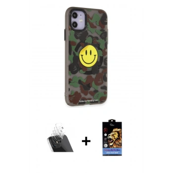 MARSİLYAN™- iPhone 11 Kılıf Nova Doku Koleksiyonu - Siyah Buffer Hayalet Cam Ekran Koruyucu + Kamera Lens Koruma Cam - SF