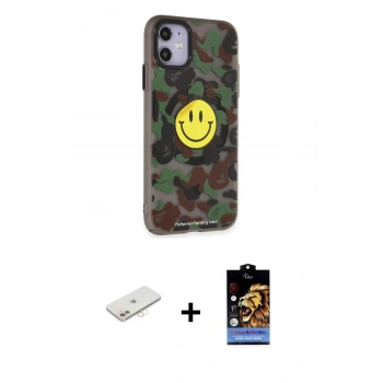 MARSİLYAN™- iPhone 11 Kılıf Nova Doku Koleksiyonu - Siyah Buffer Hayalet Cam Ekran Koruyucu + Renkli Kamera Lens Koruma Cam - YL