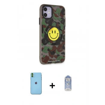 MARSİLYAN™- iPhone 11 Kılıf Nova Doku Koleksiyonu - Siyah Joko Magic 5D Cam + Neon Fosforlu Kamera Lens - YL