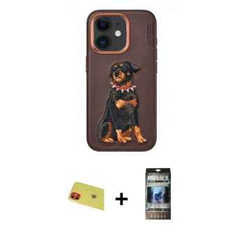 MARSİLYAN™- iPhone 11 Kılıf Nova Form Koleksiyonu - Siyah 34D Hayalet Izgaralı Cam + Rainbow Kamera Lens Koruma Cam - KI