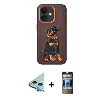 MARSİLYAN™- iPhone 11 Kılıf Nova Form Koleksiyonu - Siyah 34D Hayalet Izgaralı Cam + Raze Metal Kamera Lens - MI