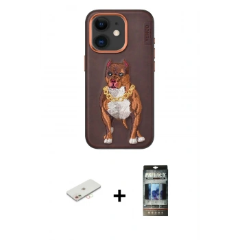 MARSİLYAN™- iPhone 11 Kılıf Nova Form Koleksiyonu - Siyah 34D Hayalet Izgaralı Cam + Renkli Kamera Lens Koruma Cam - YL