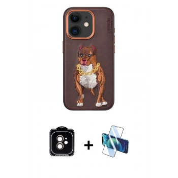 MARSİLYAN™- iPhone 11 Kılıf Nova Form Koleksiyonu - Siyah 3D Antistatik Cam Ekran Koruyucu + PVD Metal Kamera Lens - TU