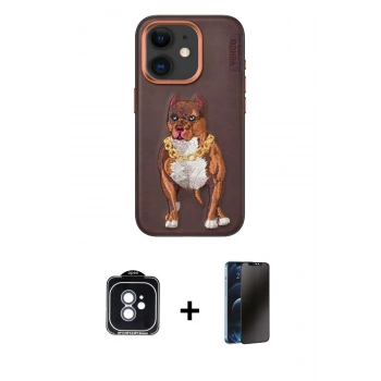 MARSİLYAN™- iPhone 11 Kılıf Nova Form Koleksiyonu - Siyah 3D Antistatik Hayalet Cam Ekran Koruyucu + PVD Metal Kamera Lens - MI