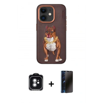 MARSİLYAN™- iPhone 11 Kılıf Nova Form Koleksiyonu - Siyah 3D Antistatik Hayalet Cam Ekran Koruyucu + PVD Metal Kamera Lens - YL