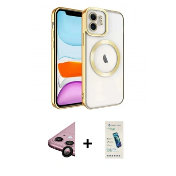 MARSİLYAN™- iPhone 11 Kılıf Nova Işık Özel Seri - Şeffaf Pasifik Cam Ekran Koruyucu + Raze Metal Kamera Lens - SH