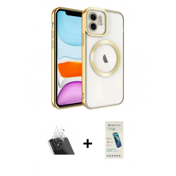 MARSİLYAN™- iPhone 11 Kılıf Nova Işık Özel Seri - Şeffaf Pasifik Cam Ekran Koruyucu + Kamera Lens Koruma Cam - SF