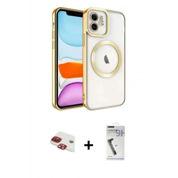 MARSİLYAN™- iPhone 11 Kılıf Nova Işık Özel Seri - Şeffaf Uv Polymer Nano Ekran Koruyucu + Pers Alüminyum Kamera Lens - KI