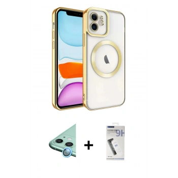 MARSİLYAN™- iPhone 11 Kılıf Nova Işık Özel Seri - Şeffaf Uv Polymer Nano Ekran Koruyucu + Raze Metal Kamera Lens - MI