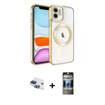 MARSİLYAN™- iPhone 11 Kılıf Nova Işık Özel Seri - Siyah 34D Hayalet Izgaralı Cam + Pers Alüminyum Kamera Lens - LT