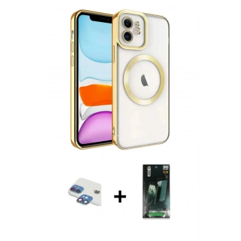 MARSİLYAN™- iPhone 11 Kılıf Nova Işık Özel Seri - Siyah 360 Mat Full Body Arka Koruyucu + Pers Alüminyum Kamera Lens - GI