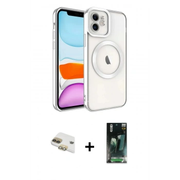 MARSİLYAN™- iPhone 11 Kılıf Nova Işık Özel Seri - Siyah 360 Mat Full Body Arka Koruyucu + Pers Alüminyum Kamera Lens - GD