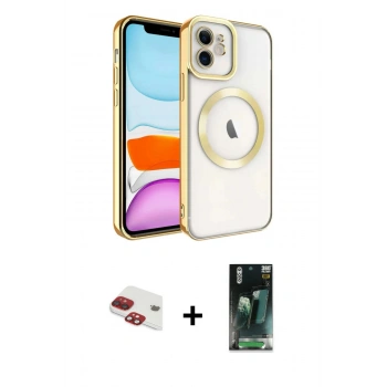 MARSİLYAN™- iPhone 11 Kılıf Nova Işık Özel Seri - Siyah 360 Mat Full Body Arka Koruyucu + Pers Alüminyum Kamera Lens - KI