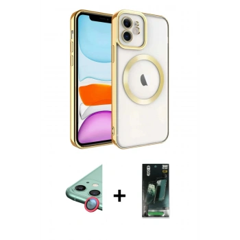 MARSİLYAN™- iPhone 11 Kılıf Nova Işık Özel Seri - Siyah 360 Mat Full Body Arka Koruyucu + Raze Metal Kamera Lens - KI