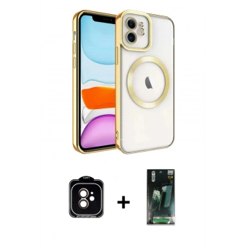 MARSİLYAN™- iPhone 11 Kılıf Nova Işık Özel Seri - Siyah 360 Mat Full Body Arka Koruyucu + PVD Metal Kamera Lens - TU