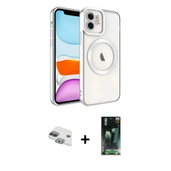 MARSİLYAN™- iPhone 11 Kılıf Nova Işık Özel Seri - Siyah 360 Mat Full Body Arka Koruyucu + Pers Alüminyum Kamera Lens - YL