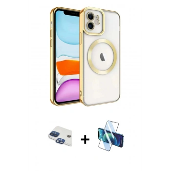 MARSİLYAN™- iPhone 11 Kılıf Nova Işık Özel Seri - Siyah 3D Antistatik Cam Ekran Koruyucu + Pers Alüminyum Kamera Lens - LT