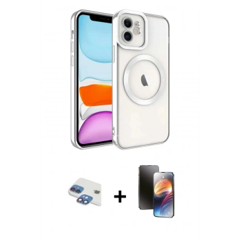 MARSİLYAN™- iPhone 11 Kılıf Nova Işık Özel Seri - Siyah 3D Antistatik Mat Seramik Nano Ekran Koruyucu + Pers Alüminyum Kamera Lens - GI