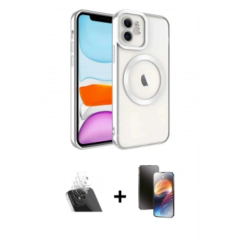 MARSİLYAN™- iPhone 11 Kılıf Nova Işık Özel Seri - Siyah 3D Antistatik Mat Seramik Nano Ekran Koruyucu + Kamera Lens Koruma Cam - SF