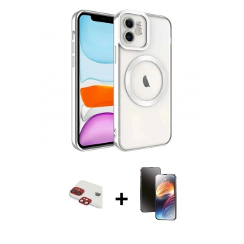 MARSİLYAN™- iPhone 11 Kılıf Nova Işık Özel Seri - Siyah 3D Antistatik Mat Seramik Nano Ekran Koruyucu + Pers Alüminyum Kamera Lens - KI
