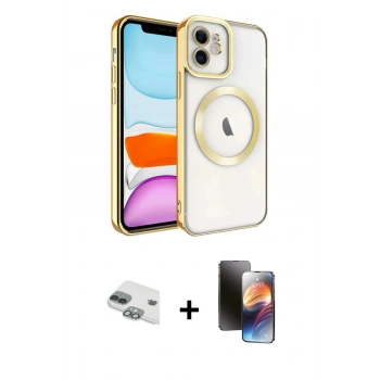 MARSİLYAN™- iPhone 11 Kılıf Nova Işık Özel Seri - Siyah 3D Antistatik Mat Seramik Nano Ekran Koruyucu + Pers Alüminyum Kamera Lens - YL
