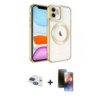 MARSİLYAN™- iPhone 11 Kılıf Nova Işık Özel Seri - Siyah 3D Antistatik Mat Seramik Nano Ekran Koruyucu + Pers Alüminyum Kamera Lens - LT
