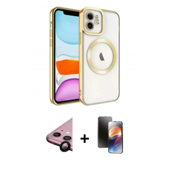 MARSİLYAN™- iPhone 11 Kılıf Nova Işık Özel Seri - Siyah 3D Antistatik Mat Seramik Nano Ekran Koruyucu + Raze Metal Kamera Lens - SH