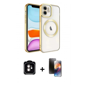 MARSİLYAN™- iPhone 11 Kılıf Nova Işık Özel Seri - Siyah 3D Antistatik Mat Seramik Nano Ekran Koruyucu + PVD Metal Kamera Lens - TU