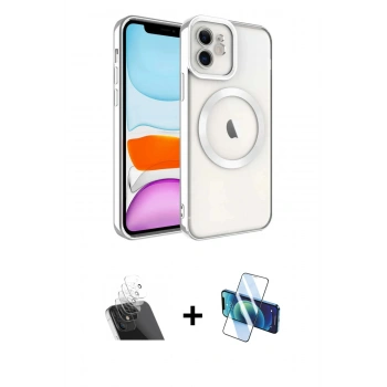 MARSİLYAN™- iPhone 11 Kılıf Nova Işık Özel Seri - Siyah 3D Antistatik Seramik Nano Ekran Koruyucu + Kamera Lens Koruma Cam - SF