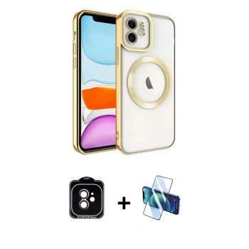 MARSİLYAN™- iPhone 11 Kılıf Nova Işık Özel Seri - Siyah 3D Antistatik Seramik Nano Ekran Koruyucu + PVD Metal Kamera Lens - TU