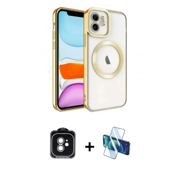 MARSİLYAN™- iPhone 11 Kılıf Nova Işık Özel Seri - Siyah 3D Antistatik Seramik Nano Ekran Koruyucu + PVD Metal Kamera Lens - YL