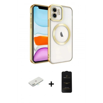 MARSİLYAN™- iPhone 11 Kılıf Nova Işık Özel Seri - Siyah 6D Antistatik Mat Seramik Hayalet Nano Ekran Koruyucu + Renkli Kamera Lens Koruma Cam - SI