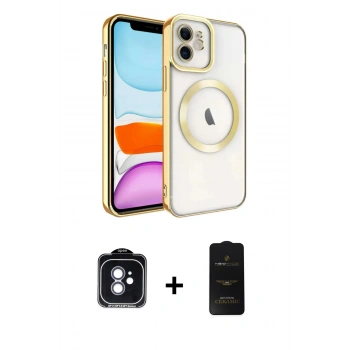MARSİLYAN™- iPhone 11 Kılıf Nova Işık Özel Seri - Siyah 6D Antistatik Mat Seramik Hayalet Nano Ekran Koruyucu + PVD Metal Kamera Lens - MI