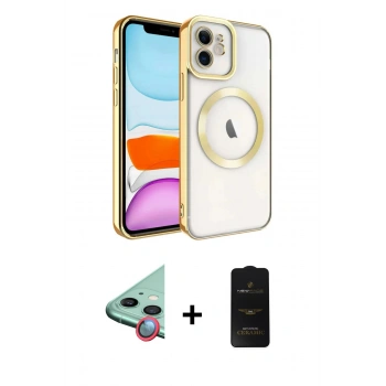 MARSİLYAN™- iPhone 11 Kılıf Nova Işık Özel Seri - Siyah 6D Antistatik Mat Seramik Hayalet Nano Ekran Koruyucu + Raze Metal Kamera Lens - KI
