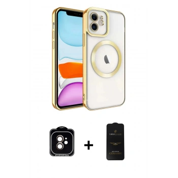 MARSİLYAN™- iPhone 11 Kılıf Nova Işık Özel Seri - Siyah 6D Antistatik Mat Seramik Hayalet Nano Ekran Koruyucu + PVD Metal Kamera Lens - TU