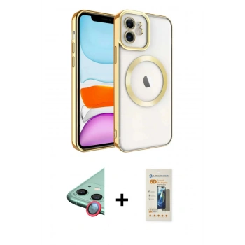 MARSİLYAN™- iPhone 11 Kılıf Nova Işık Özel Seri - Siyah 6D Mat Seramik Hayalet Nano Ekran Koruyucu + Raze Metal Kamera Lens - KI