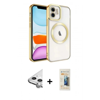 MARSİLYAN™- iPhone 11 Kılıf Nova Işık Özel Seri - Siyah 6D Mat Seramik Hayalet Nano Ekran Koruyucu + Raze Metal Kamera Lens - GS
