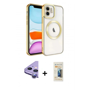 MARSİLYAN™- iPhone 11 Kılıf Nova Işık Özel Seri - Siyah 6D Mat Seramik Hayalet Nano Ekran Koruyucu + Raze Metal Kamera Lens - MR