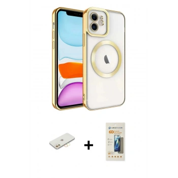 MARSİLYAN™- iPhone 11 Kılıf Nova Işık Özel Seri - Siyah 6D Mat Seramik Hayalet Nano Ekran Koruyucu + Renkli Kamera Lens Koruma Cam - SI