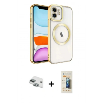 MARSİLYAN™- iPhone 11 Kılıf Nova Işık Özel Seri - Siyah 6D Mat Seramik Hayalet Nano Ekran Koruyucu + Pers Alüminyum Kamera Lens - YL