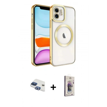 MARSİLYAN™- iPhone 11 Kılıf Nova Işık Özel Seri - Siyah Bilvis 3D Cam Ekran Koruyucu + Pers Alüminyum Kamera Lens - LT