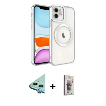 MARSİLYAN™- iPhone 11 Kılıf Nova Işık Özel Seri - Siyah Bilvis 3D Cam Ekran Koruyucu + Raze Metal Kamera Lens - MI
